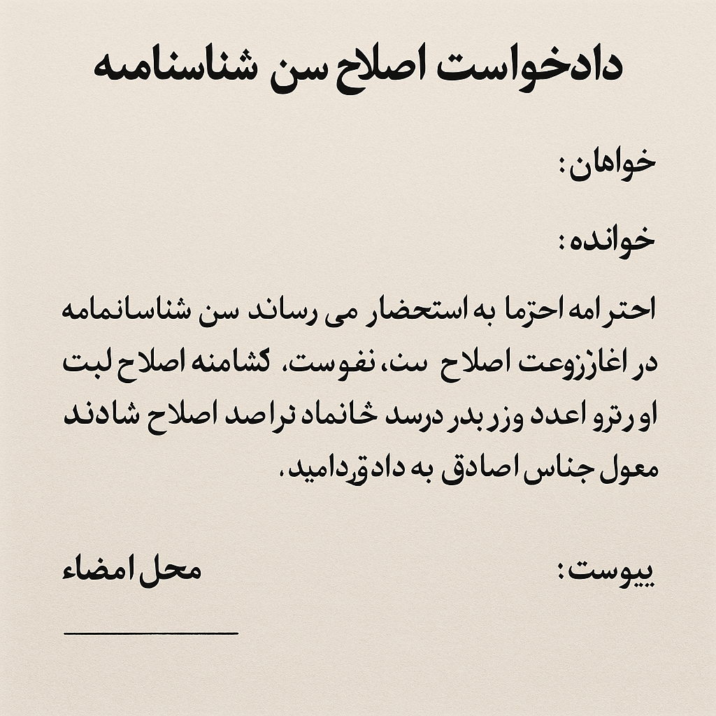 اصلاح سن شناسنامه 